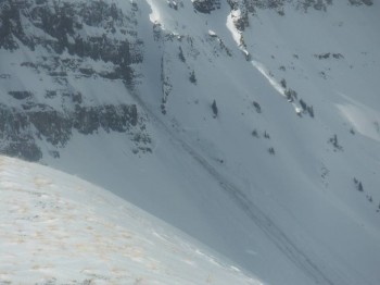 Natural slab avalanche off of Scarp Ridge