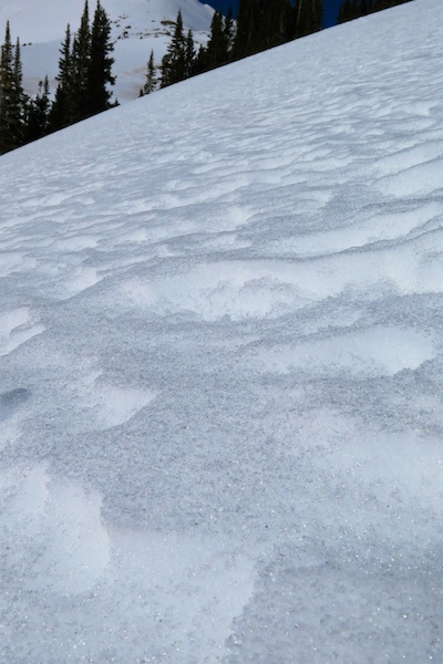 Southeast aspect NTL, wind effected snow surfaced turned to melt forms. Isothermal snowpack.