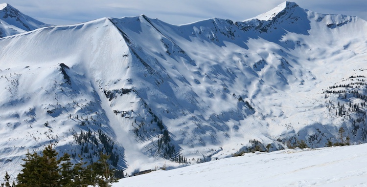 Dusty snow surfaces ATL on easterly and north easterly terrain in the paradise divide zone.