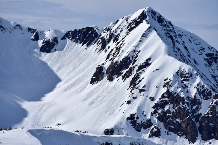 S/SE face of purple peak, with small loose wet avalanches that ran naturally 3/10.