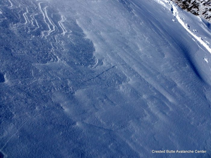 Shooting cracks on most wind stiffened or windloaded slopes that faced north.  